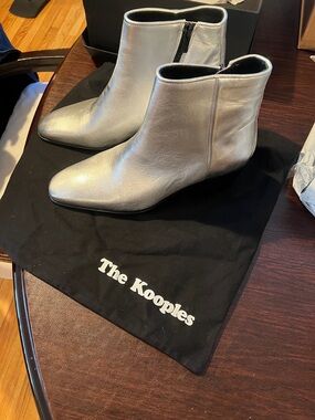 The Kooples Metallic Silver Leather Ankle Boots
